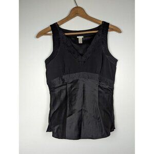 Y2K Old Navy Babydoll Tank Top Medium Beaded Silk Whimsigoth‎ Witchy Goth Silk